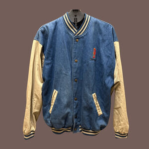 Six Flags Denim Varsity Jacket | Dolphin Discovery | Size L | Vintage